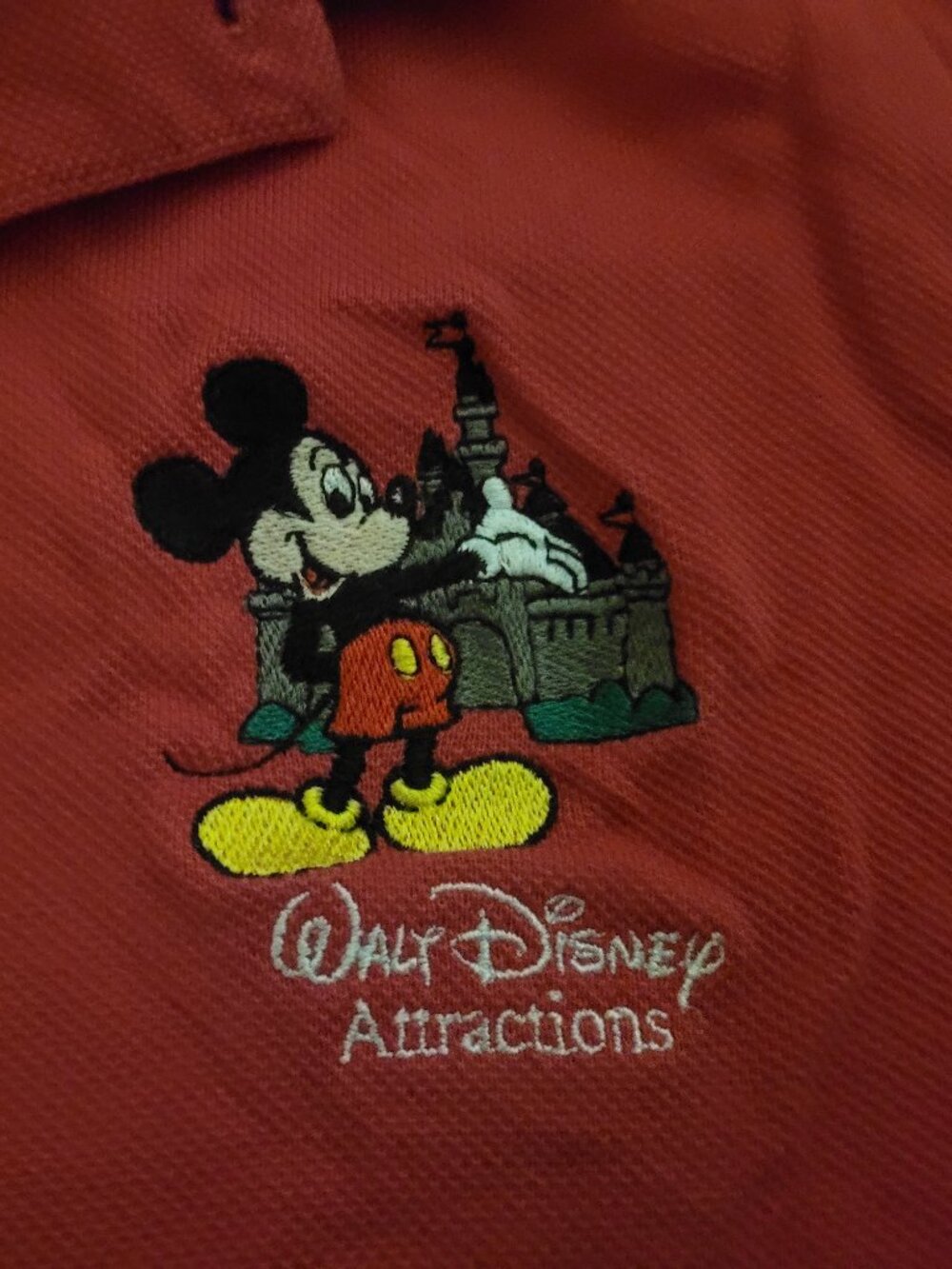 Walt Disney Attractions Red Polo, Cast Member Issued Shirt, Walt Disney World Un